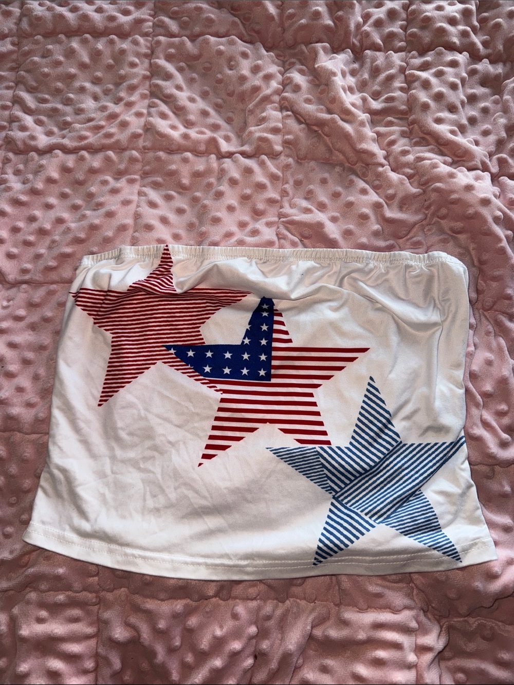 Women's White Strapless Star-Print Skirt - Red & Blue Stars